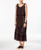Ny Collection Petite Printed Tie-shoulder Popover Maxi Dress