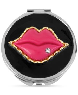 Betsey Johnson Antique Silver-tone Pink Lips Compact