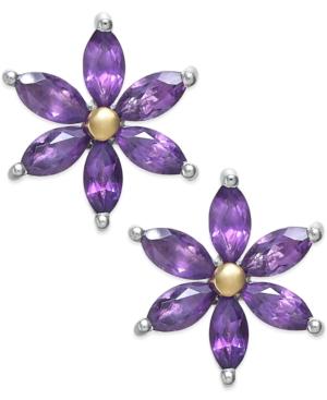 Amethyst (2-3/8 Ct. T.w.) Flower Stud Earrings In Sterling Silver And 14k Gold-plated Sterling Silver