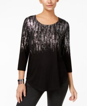 Jm Collection Metallic-print Top, Created For Macy's
