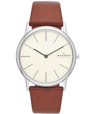 Skagen Men's Brown Leather Strap Watch 39mm Skw6083