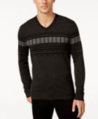 Alfani Men's V-neck Geometric Striped Sweater, Regular Fit, Only At Macy's