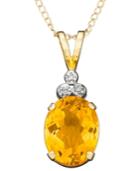 10k Gold Citrine & Diamond Accent Pendant