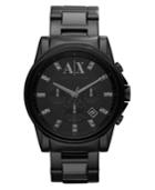 Ax Armani Exchange Watch, Men's Chronograph Black Ion Plated Stainless Steel Bracelet 45mm Ax2093