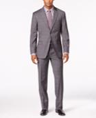 Tommy Hilfiger Men's Charcoal Tonal Plaid Stretch Performance Modern-fit Suit