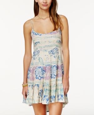 O'neill Juniors' Yana Printed Lace-back Spaghetti-strap Dress