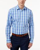 Club Room Estate Wrinkle-resistant French Blue Multi-plaid Dress Shirt, Created For Macy's