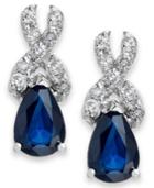 Sapphire (1 Ct. T.w.) And Diamond (1/8 Ct. T.w.) Drop Earrings In 14k White Gold