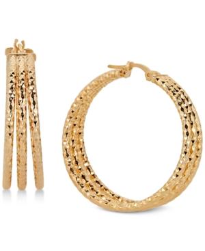 Triple Hoop Earrings In 14k Gold-plated Sterling Silver