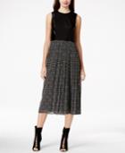 Rachel Rachel Roy Faux Leather Printed Chiffon Midi Dress