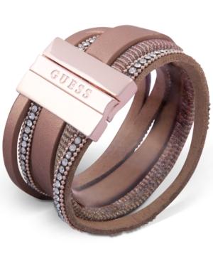 Guess Rose Gold-tone Crystal Magnetic Wrap Bracelet
