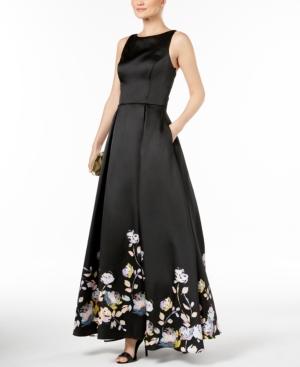 Betsy & Adam Lace-up Satin Gown