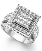 Diamond Square Engagement Ring In 14k White Gold (3 Ct. T.w.)