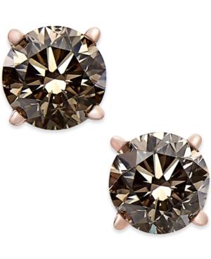 Brown Diamond Stud Earrings (1 Ct. T.w.) In 14k Rose Gold