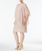 Connected Plus Size Lace Cold-shoulder Cape Dress