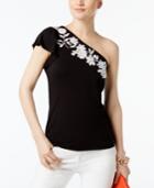 Inc International Concepts Embroidered One-shoulder Top, Only At Macy's