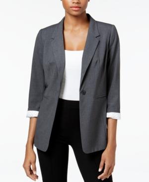 Kensie Three-quarter-sleeve Crepe Blazer