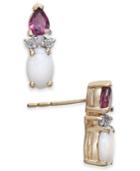 Multi-gemstone (1 Ct. T.w.) & Diamond Accent Stud Earrings In 14k Gold