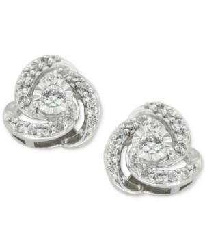 Diamond Love Knot Stud Earrings (1/4 Ct. T.w.) In 10k White Gold