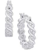 Diamond Twist Hoop Earrings (1/10 Ct. T.w.) In Sterling Silver