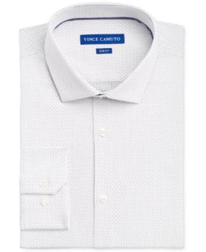 Vince Camuto Men's Slim-fit Indigo/white Dobby Stripe Dress Shirt