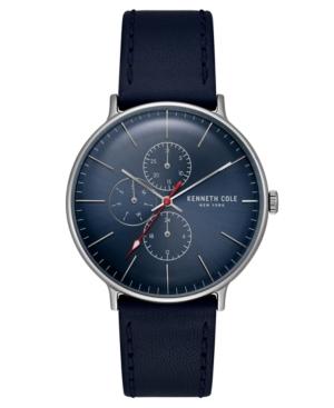 Kenneth Cole New York Men's Dark Blue Leather Strap Watch 41mm