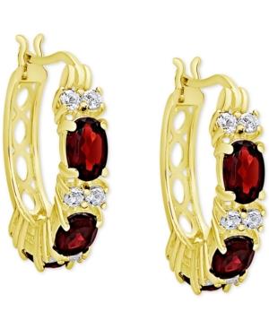 Small Rhodolite Garnet (3-1/3 Ct. T.w.) & White Topaz (5/8 Ct. T.w.) Hoop Earring In 14k Gold-plated Sterling Silver (also In Sapphire)