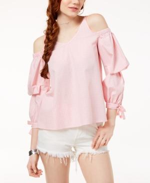 The Edit By Seventeen Juniors' Cold-shoulder Gingham Top, Created For Macy's