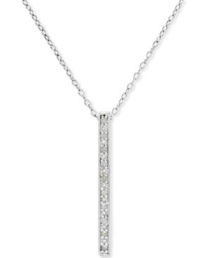 Diamond Bar Pendant Necklace (1/10 Ct. T.w.) In Sterling Silver