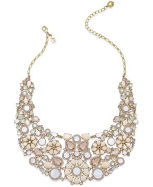 Kate Spade New York Gold-tone Crystal, Stone And Mother-of-pearl Floral Statement Necklace