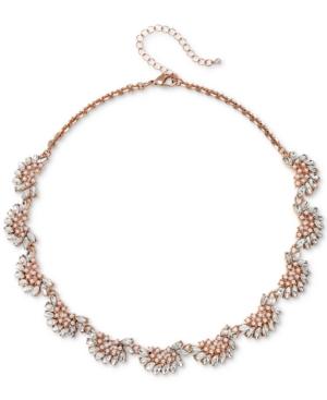 Jewel Badgley Mischka Rose Gold-tone Crystal & Imitation Pearl Collar Necklace, 16 + 3 Extender