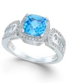 Blue Topaz (2-3/8 Ct. T.w.) And Diamond (1/2 Ct. T.w.) Ring In 14k White Gold