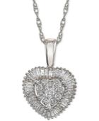 Diamond Halo Cluster Heart Adjustable Pendant Necklace (1/3 Ct. T.w.) In 14k White Gold