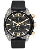 Diesel Men's Chronograph Overflow Black Leather Strap Watch 49x54mm Dz4375