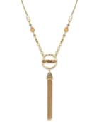 Inc International Concepts Gold-tone Bead And Crystal Tassel Pendant Necklace, Only At Macy's