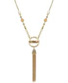 Inc International Concepts Gold-tone Bead And Crystal Tassel Pendant Necklace, Only At Macy's