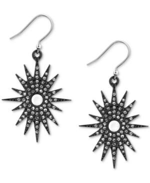 Lucky Brand Silver-tone Pave Starburst Drop Earrings