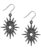 Lucky Brand Silver-tone Pave Starburst Drop Earrings