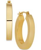 Polished Chunky Flat-edge Tube Hoop Earrings In 14k Gold