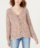 American Rag Juniors' Multicolored Lace-up Sweater, Created For Macy's