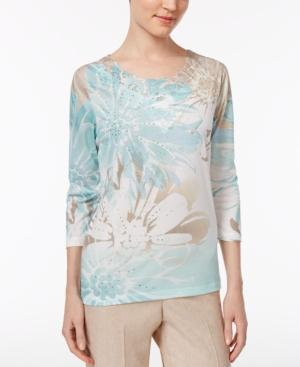 Alfred Dunner Petite Embellished Floral Top