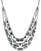 Givenchy Hematite-tone Multi-layer Crystal Collar Necklace