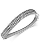 Nina Silver-tone Crystal Contoured Cuff Bracelet