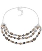 Nine West Tri-tone Bead Layered Statement Necklace, 16 + 2 Extender