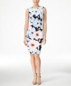 Calvin Klein Sleeveless Floral-print Sheath Dress