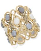 Inc International Concepts Gold-tone Gray Stone Filigree Stretch Bracelet, Only At Macy's