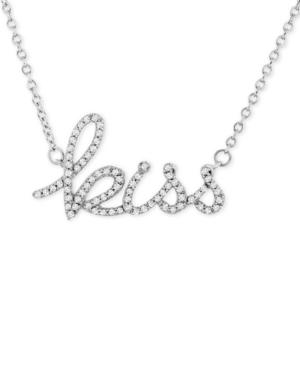 Wrapped Diamond Kiss 17 Pendant Necklace (1/6 Ct. T.w.) In 14k White Gold, Created For Macy's