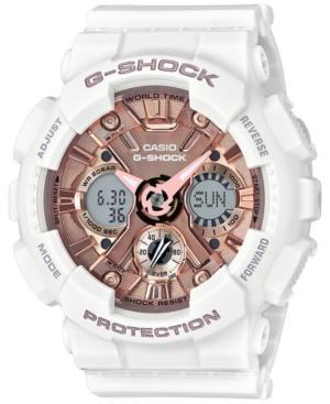 G-shock Women's S Series Analog-digital White And Rose Gold-tone Watch 46mm Gmas120mf7a2