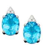 14k White Gold Earrings, Blue Topaz (5-1/2 Ct. T.w.) And Diamond (1/10 Ct. T.w.)