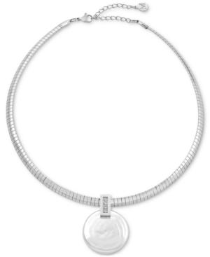 Majorica Stainless Steel Pave & Coin Pearl (30mm) Pendant Necklace, 14 + 2 Extender